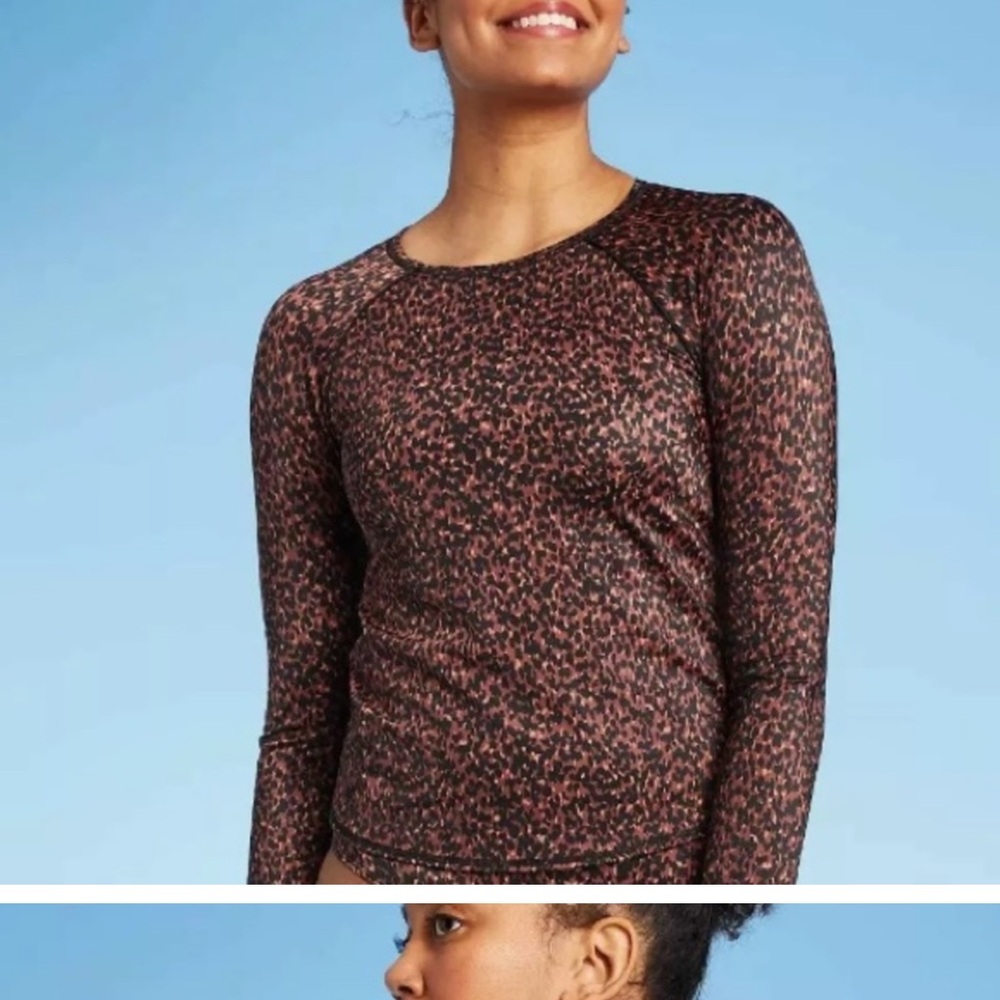 All In Motion Animal Print Long Sleeve Rash Guard Size Large